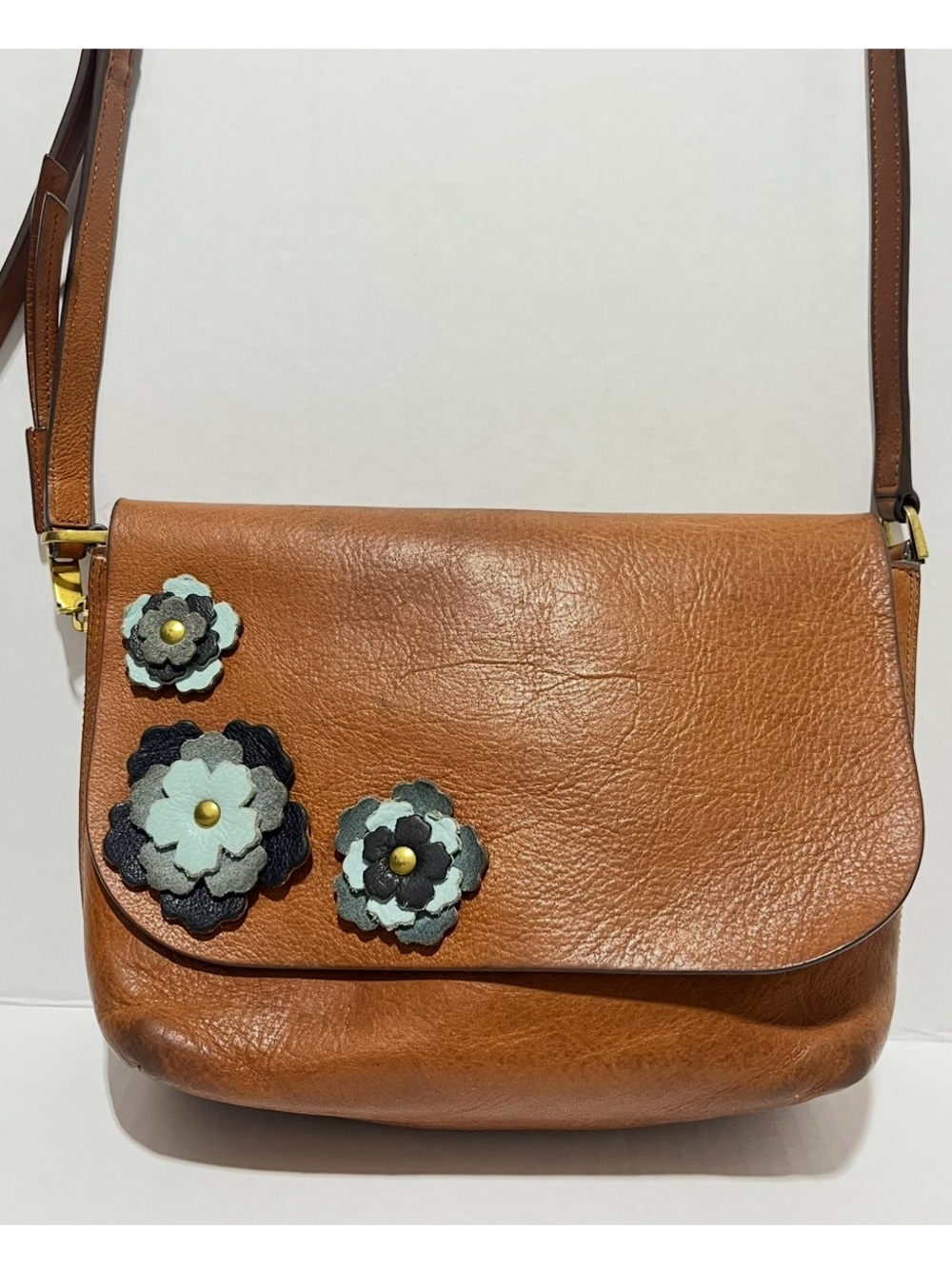 Fossil Maya 3D Floral Leather Crossbody Bag